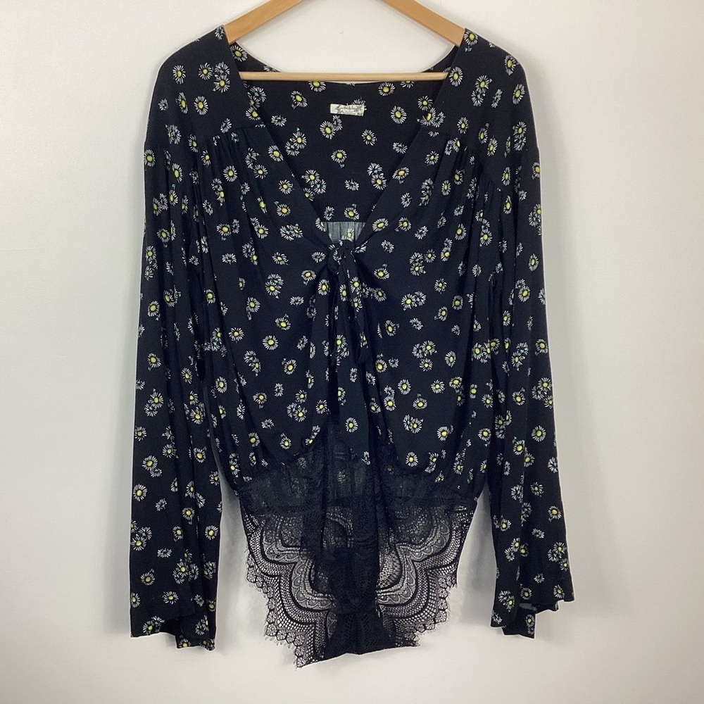 Intimately Free People Forties Feeling Black Daisy Bodysuit Size Large